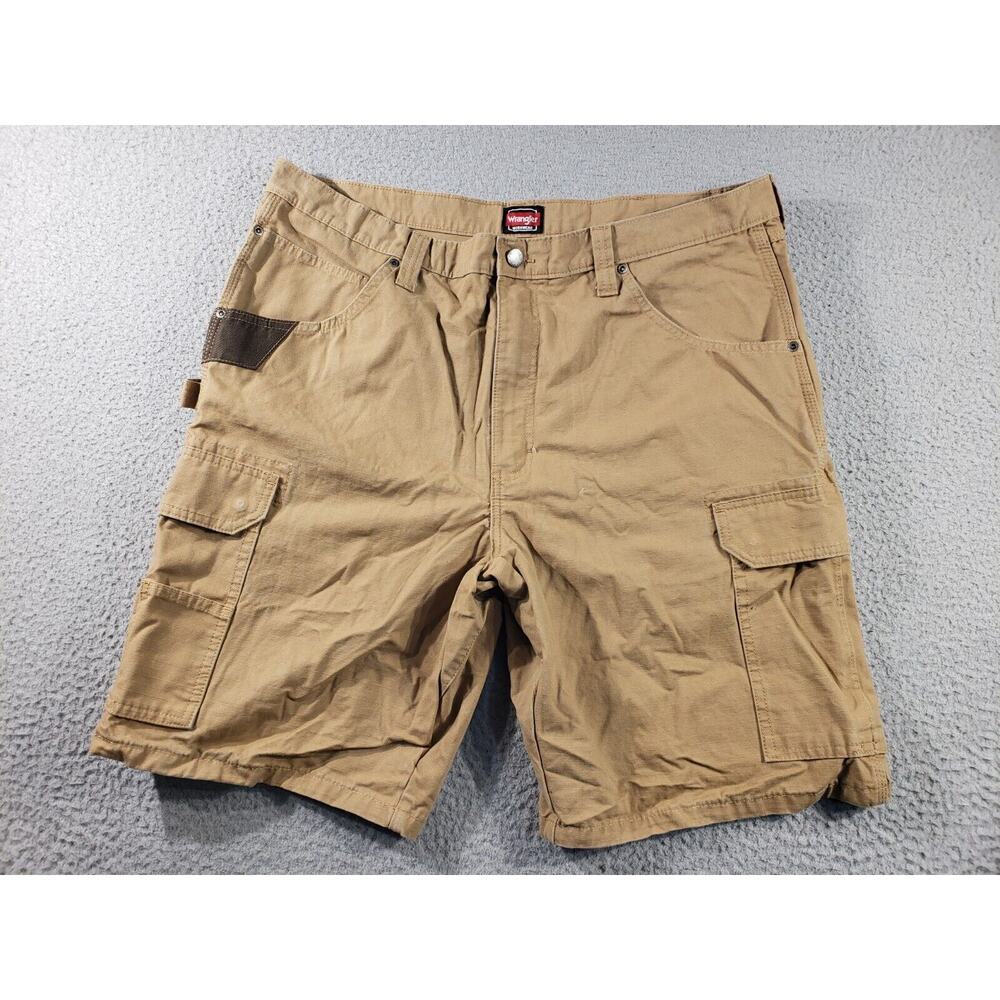 Wrangler Cargo Shorts Men's 38 Brown Workwear Heavyweight Cotton Outdoor Hiking
